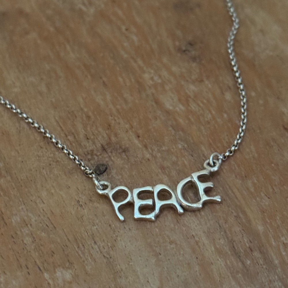 925 Sterling Silver “PEACE” Word Necklace | Minimalist Dainty Pendant Silver